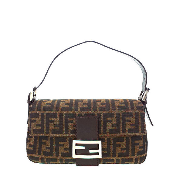 Fendi Handbags - Fendi Zucca Baguette Shoulder Bag Handbag Brown